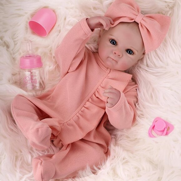 18-inch Toddlers Reborn Real Life Reborn Baby Doll Bottle Diaper Clothes - Picture 1 of 9
